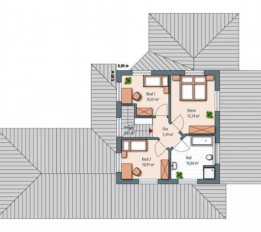 Fertighaus Edition Select 196 von Wolf-Haus Schlüsselfertig ab 453373€, Stadtvilla Grundriss 1