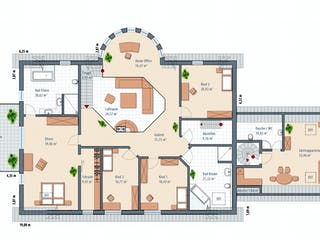 Fertighaus Edition Select 601 von Wolf-Haus Schlüsselfertig ab 1163448€, Stadtvilla Grundriss 1