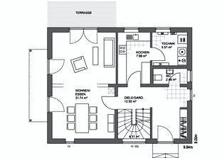 Edition 21 plus Satteldach Landhaus Grundriss