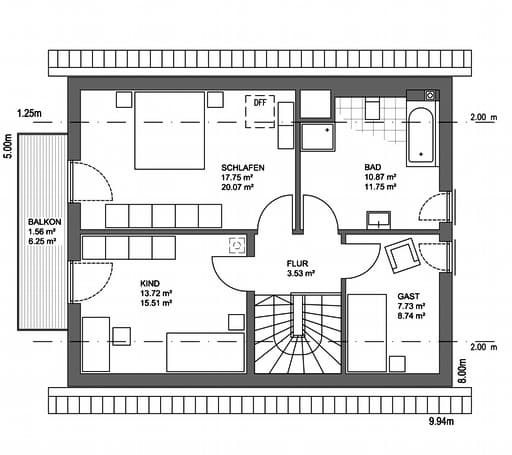 Edition 21 Plus Satteldach Landhaus Floorplan 2