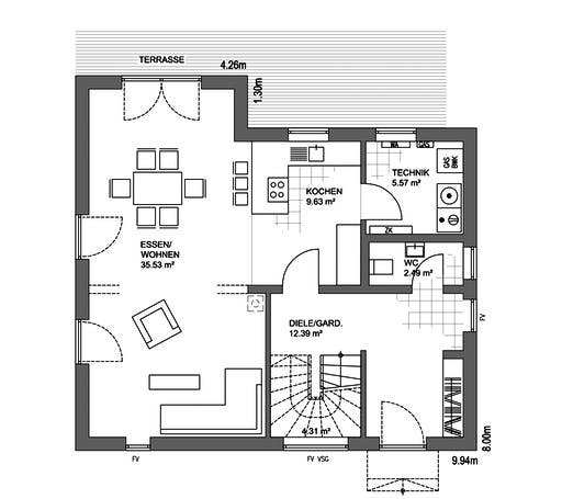 Edition 21 Plus Pultdach Klassik Floorplan 1