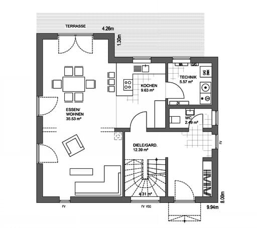 Edition 21 Plus Satteldach Klassik Floorplan 1
