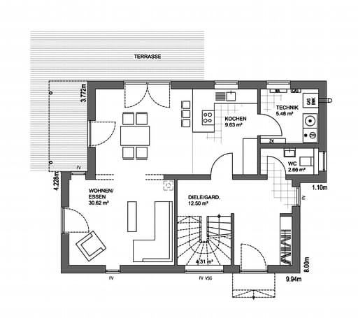 Edition 21 Plus Pultdach Modern Floorplan 1