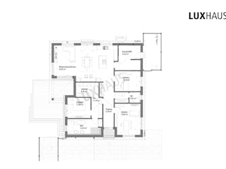 Fertighaus Bungalow Walmdach 157 von LUXHAUS, Bungalow Grundriss 1
