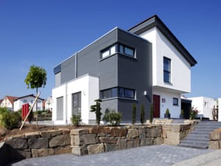 Fertighaus Effizienzhaus von Meisterstück-HAUS, Pultdachhaus Außenansicht 1