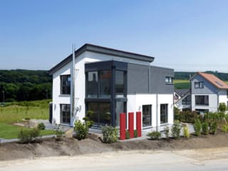 Fertighaus Effizienzhaus von Meisterstück-HAUS, Pultdachhaus Außenansicht 3