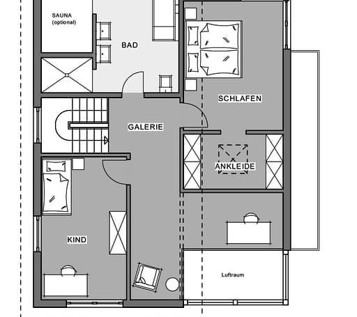 Fertighaus Effizienzhaus von Meisterstück-HAUS, Pultdachhaus Grundriss 1