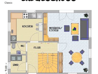 Fertighaus EFH Classic von v. Perbandt Holzbau Schlüsselfertig ab 175000€, Satteldach-Klassiker Grundriss 1