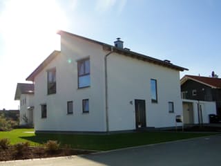 Fertighaus EFH Typ 1 von v. Perbandt Holzbau Schlüsselfertig ab 230000€, Pultdachhaus Außenansicht 2