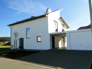 Fertighaus EFH Typ 1 von v. Perbandt Holzbau Schlüsselfertig ab 230000€, Pultdachhaus Außenansicht 4