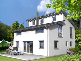 Fertighaus EFH Typ 1 von v. Perbandt Holzbau Schlüsselfertig ab 230000€, Pultdachhaus Außenansicht 5