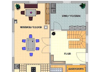 Fertighaus EFH Typ 1 von v. Perbandt Holzbau Schlüsselfertig ab 230000€, Pultdachhaus Grundriss 1