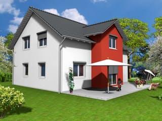 Fertighaus EFH Typ 3 von v. Perbandt Holzbau Schlüsselfertig ab 225000€, Satteldach-Klassiker Außenansicht 3