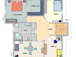 Fertighaus EFH Typ 4 von v. Perbandt Holzbau Schlüsselfertig ab 285000€, Pultdachhaus Grundriss 2
