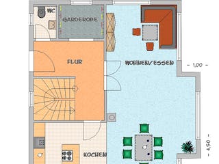 Fertighaus EFH Typ 5 von v. Perbandt Holzbau Schlüsselfertig ab 215000€, Satteldach-Klassiker Grundriss 1