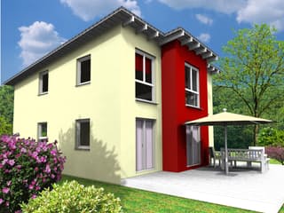 Fertighaus EFH Typ 6 von v. Perbandt Holzbau Schlüsselfertig ab 220000€, Pultdachhaus Außenansicht 1