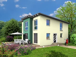 Fertighaus EFH Typ 6 von v. Perbandt Holzbau Schlüsselfertig ab 220000€, Pultdachhaus Außenansicht 3