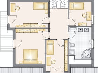 Massivhaus Elegance 170 von F.C. Nüdling Fertigteiltechnik Schlüsselfertig ab 344000€, Satteldach-Klassiker Grundriss 2