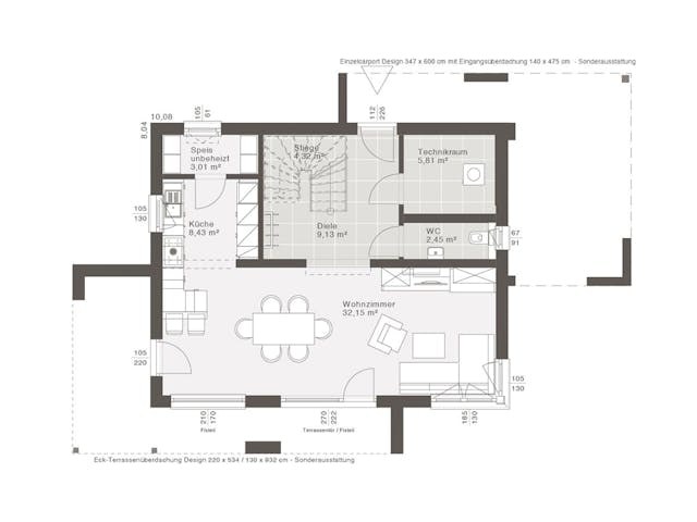 Fertighaus ELK All in One 131 - Walmdach von ELK, Stadtvilla Grundriss 1