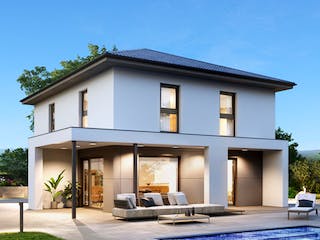 Fertighaus ELK All in One 159 - Walmdach von ELK Fertighaus, Stadtvilla Außenansicht 1