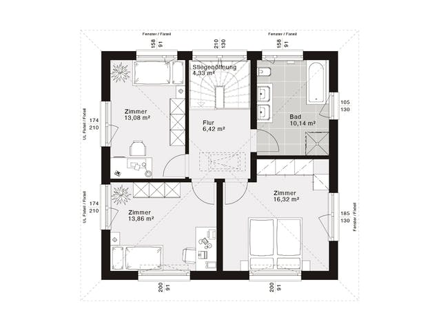 Fertighaus ELK Design 127 - Satteldach von ELK Fertighaus, Satteldach-Klassiker Grundriss 2