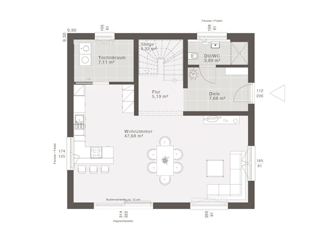 Fertighaus ELK Design 152 - Walmdach von ELK Fertighaus, Stadtvilla Grundriss 1
