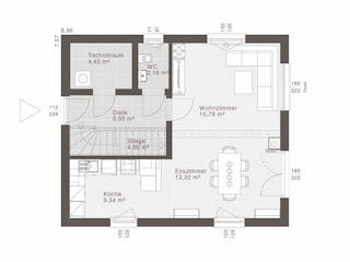 Fertighaus ELK Now 107 - Satteldach von ELK Fertighaus, Satteldach-Klassiker Grundriss 1