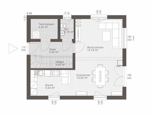 Fertighaus ELK Now 107 - Satteldach von ELK Fertighaus, Satteldach-Klassiker Grundriss 1