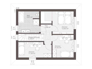 Fertighaus ELK Now 107 - Satteldach von ELK Fertighaus, Satteldach-Klassiker Grundriss 2