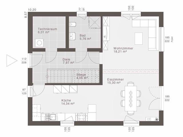 Fertighaus ELK Life 143 - Walmdach von ELK Fertighaus, Stadtvilla Grundriss 1