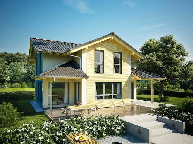 Fertighaus ELK Haus 146 von ELK Fertighaus Schlüsselfertig ab 224911€, Satteldach-Klassiker Außenansicht 1