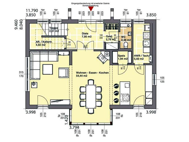 Fertighaus ELK Haus 169 SD von ELK Fertighaus - Österreich Schlüsselfertig ab 212900€, Satteldach-Klassiker Grundriss 1