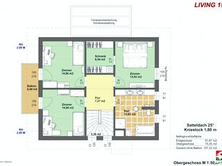 Fertighaus ELK Living 157 von ELK Fertighaus Schlüsselfertig ab 208552€, Satteldach-Klassiker Grundriss 1