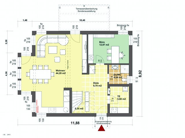 Fertighaus ELK Living 157 von ELK Fertighaus Schlüsselfertig ab 208552€, Satteldach-Klassiker Grundriss 2