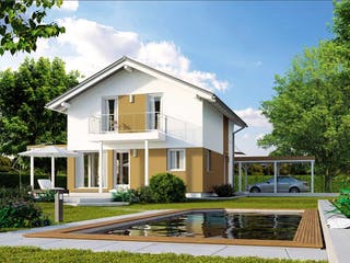 Fertighaus ELK Living 122 SD von ELK Fertighaus - Österreich Schlüsselfertig ab 172300€, Satteldach-Klassiker Außenansicht 1