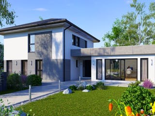 Fertighaus ELK Living 148 SD mit Anbau von ELK Fertighaus - Österreich Schlüsselfertig ab 257380€, Außenansicht 1
