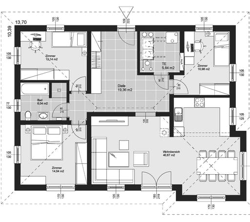 ELK HAUS BU 109 Walmdach 25° Floorplan 1