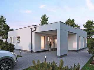 Fertighaus ELK HAUS BU 140 Flachdach von ELK Fertighaus Schlüsselfertig ab 264152€, Bungalow Außenansicht 2