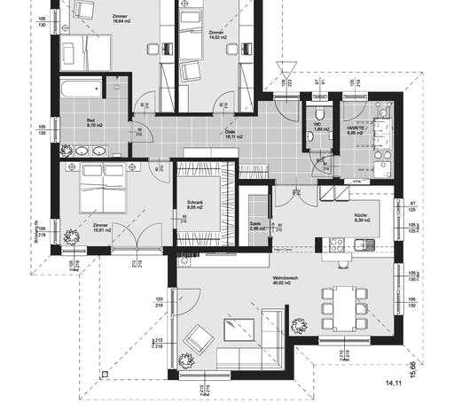 ELK HAUS BU 140 Flachdach Floorplan 1