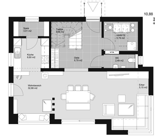ELK HAUS 130 Satteldach 25 ° Floorplan 1