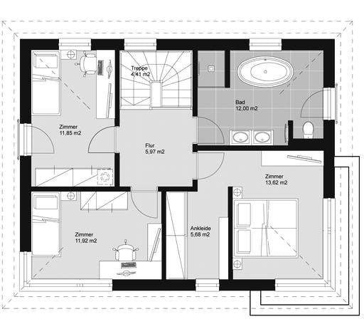 ELK HAUS 130 Walmdach 25° Floorplan 2