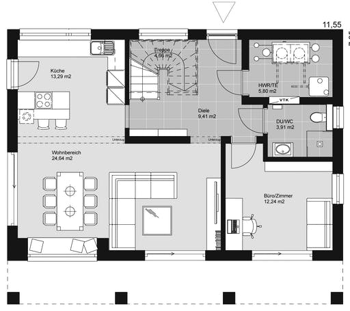ELK HAUS 158 Flachdach Floorplan 1
