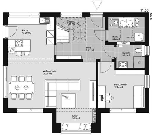 ELK HAUS 158 Satteldach 25° Floorplan 1