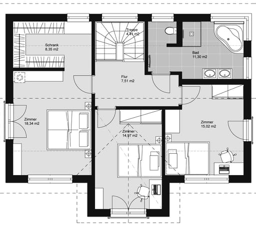 ELK HAUS 158 Satteldach 25° Floorplan 2