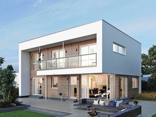 Fertighaus ELK HAUS 174 Flachdach von ELK Fertighaus Schlüsselfertig ab 315045€, Cubushaus Außenansicht 1