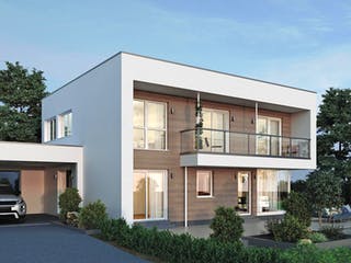 Fertighaus ELK HAUS 174 Flachdach von ELK Fertighaus Schlüsselfertig ab 315045€, Cubushaus Außenansicht 2