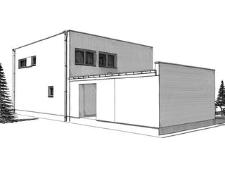 Fertighaus ELK HAUS 174 Flachdach von ELK Fertighaus Schlüsselfertig ab 315045€, Cubushaus Außenansicht 5