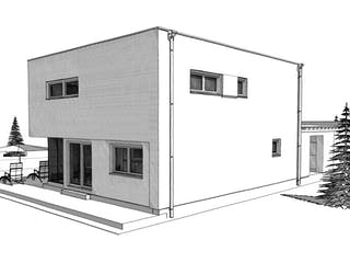 Fertighaus ELK HAUS 174 Flachdach von ELK Fertighaus Schlüsselfertig ab 315045€, Cubushaus Außenansicht 6