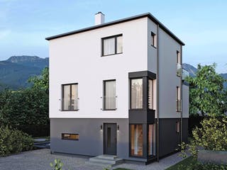Fertighaus ELK HAUS 178 Flachdach von ELK Fertighaus Schlüsselfertig ab 295639€, Cubushaus Außenansicht 2