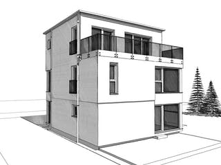 Fertighaus ELK HAUS 178 Flachdach von ELK Fertighaus Schlüsselfertig ab 295639€, Cubushaus Außenansicht 4
